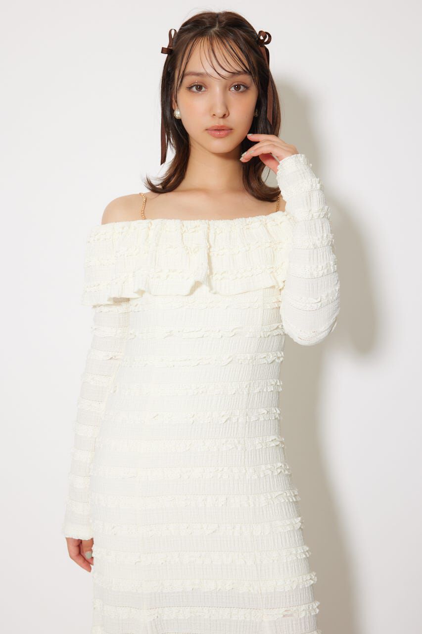 rienda「レースカットオフショルワンピース」|ワンピース|