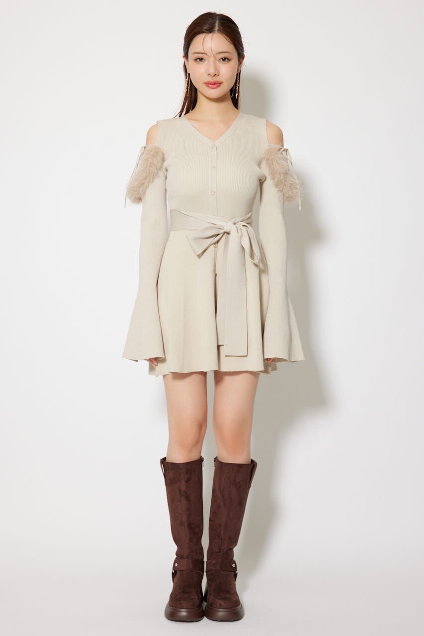 rienda「many wayフェイクファーミニニットワンピース」|ワンピース|