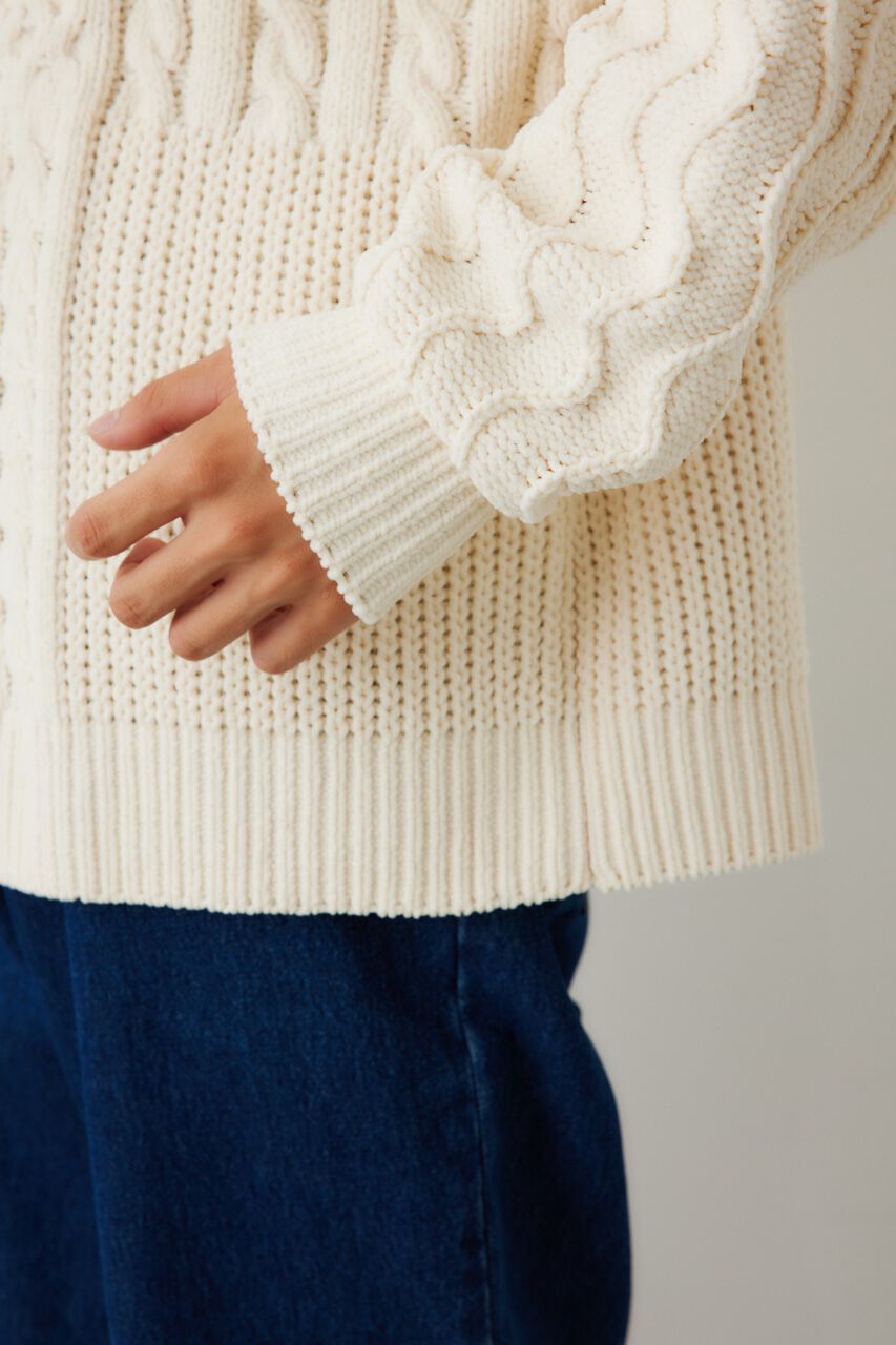 RODEO CROWNS「メンズモールケーブルニットトップス」|ニット・セーター|