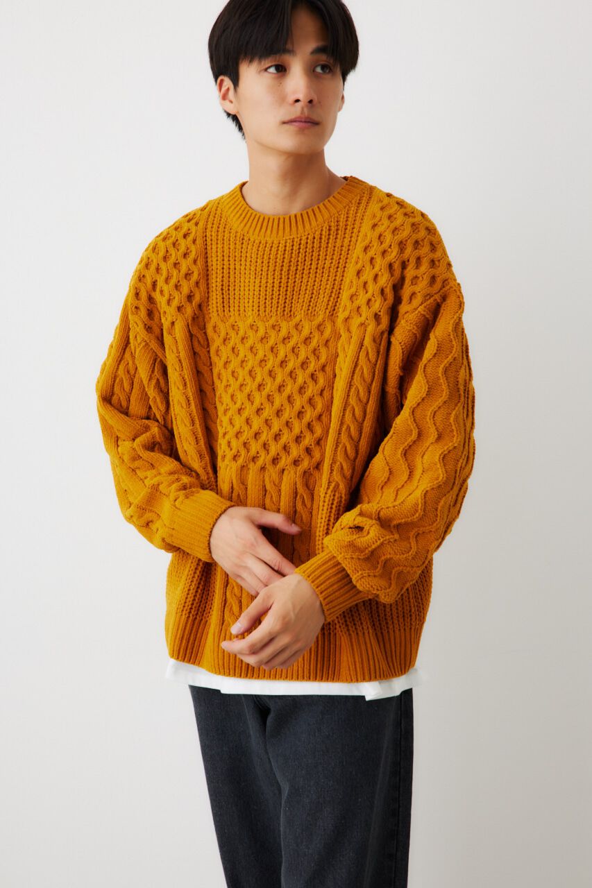 RODEO CROWNS「メンズモールケーブルニットトップス」|ニット・セーター|