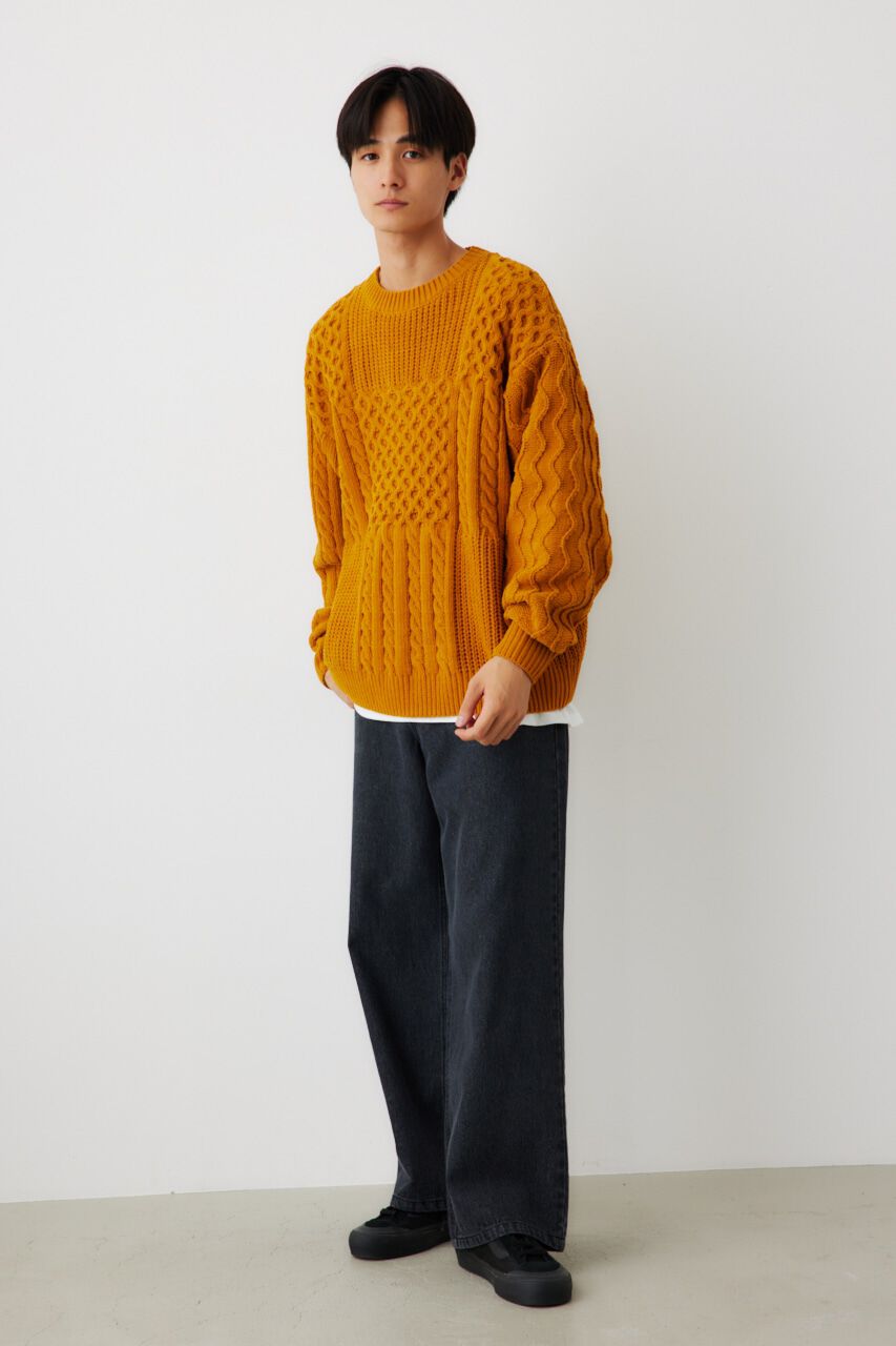 RODEO CROWNS「メンズモールケーブルニットトップス」|ニット・セーター|