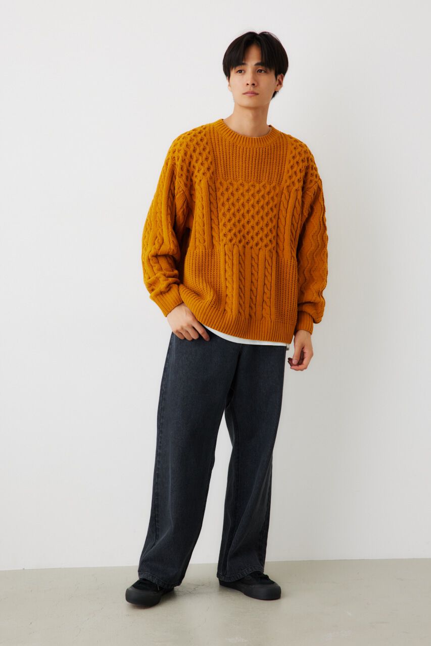 RODEO CROWNS「メンズモールケーブルニットトップス」|ニット・セーター|