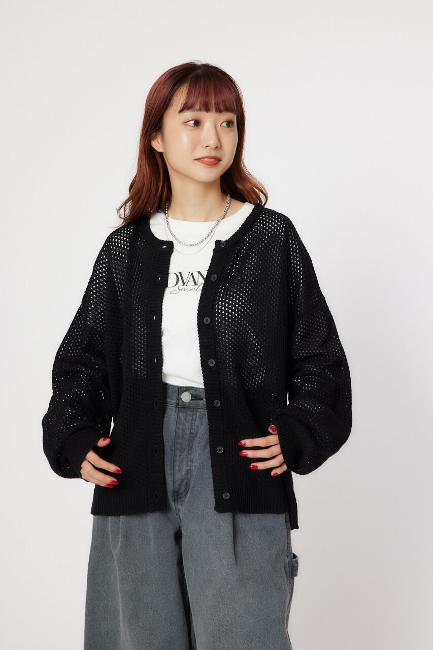 RODEO CROWNS「2WAYメッシュニットセット」|カーディガン|BLK