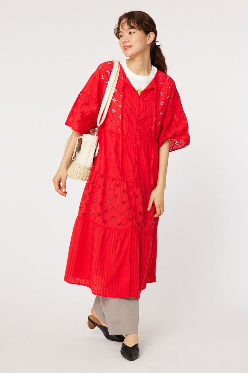 RODEO CROWNS「カットワークレースワンピース」|ワンピース|RED