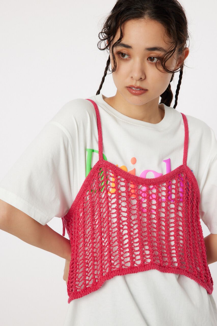 RODEO CROWNS「ラメニットメッシュビスチェ」|キャミソール|