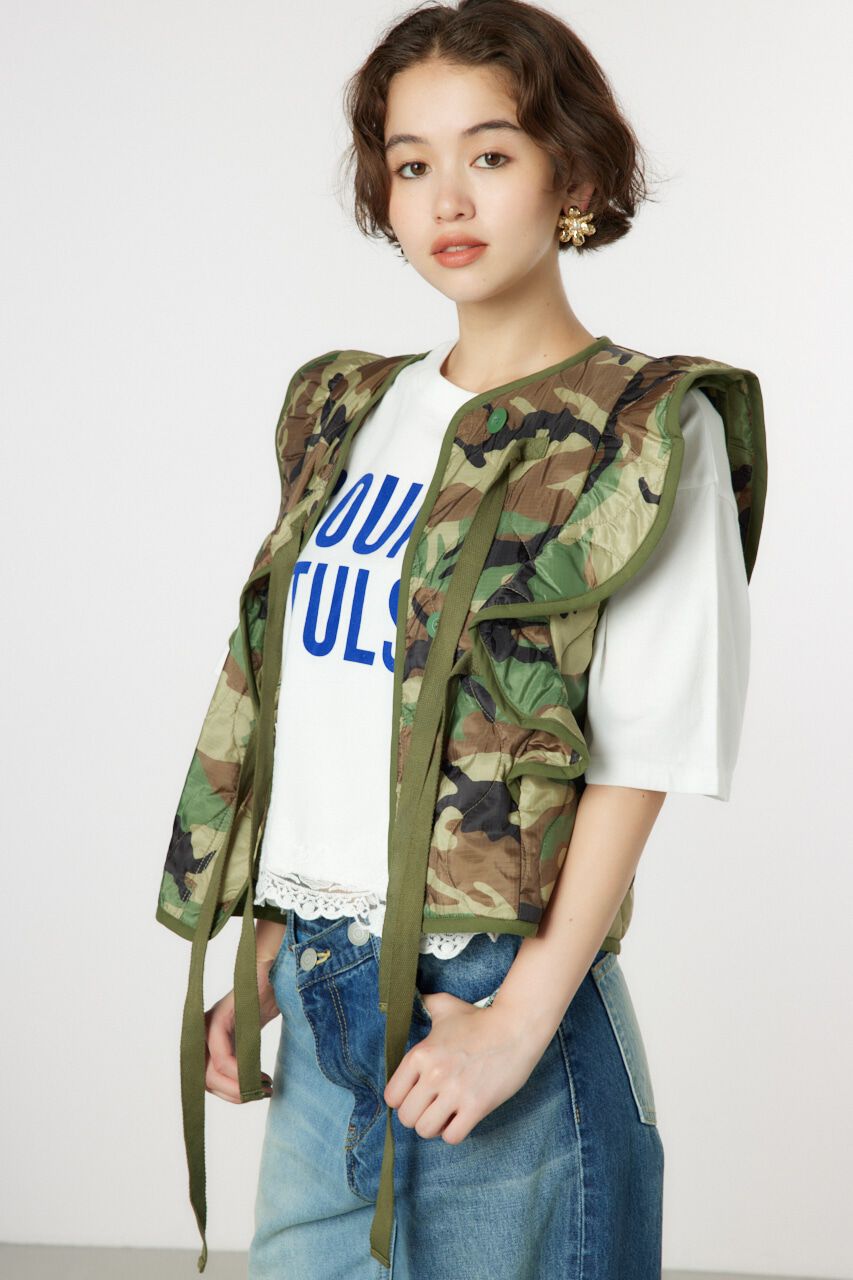 RODEO CROWNS「キルティングフリルベスト」|ダウンベスト・ベスト|