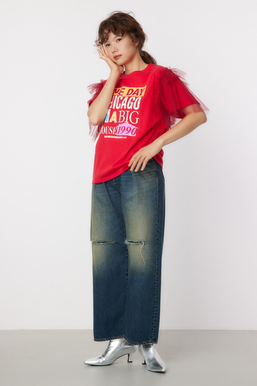 RODEO CROWNS「ONE DAY 袖チュールトップス」|Tシャツ・カットソー|