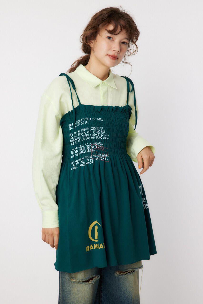 RODEO CROWNS「ランダムテキストシャーリングキャミチュニック」|キャミソール|D/GRN3