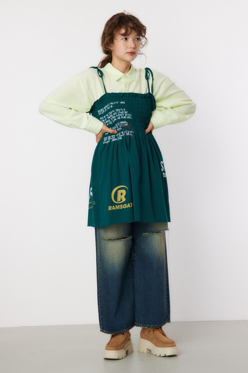 RODEO CROWNS「ランダムテキストシャーリングキャミチュニック」|キャミソール|