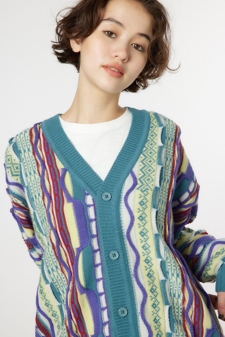 RODEO CROWNS「3Dマルチカラーニットカーディガン」|カーディガン|