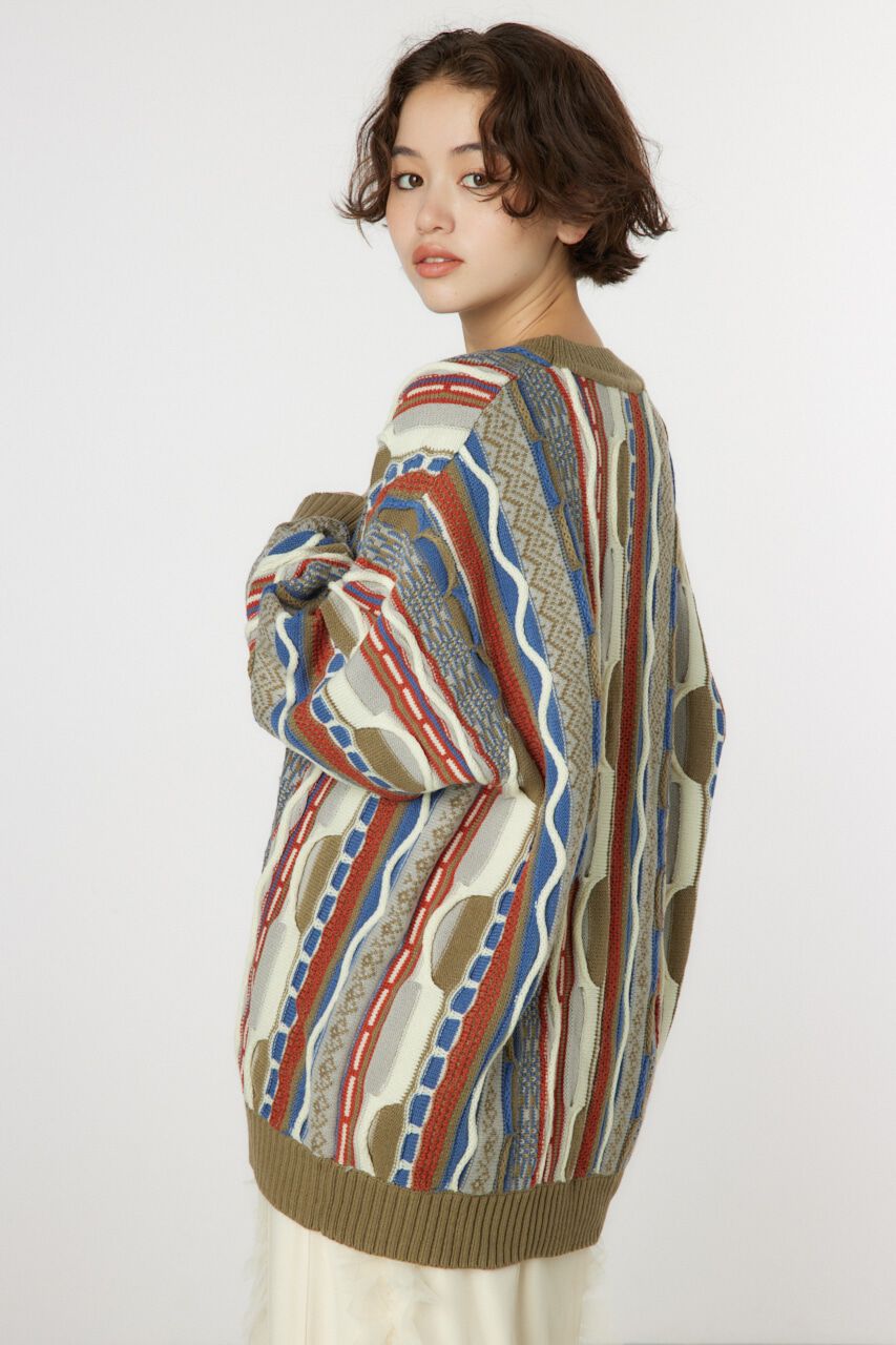 RODEO CROWNS「3Dマルチカラーニットカーディガン」|カーディガン|