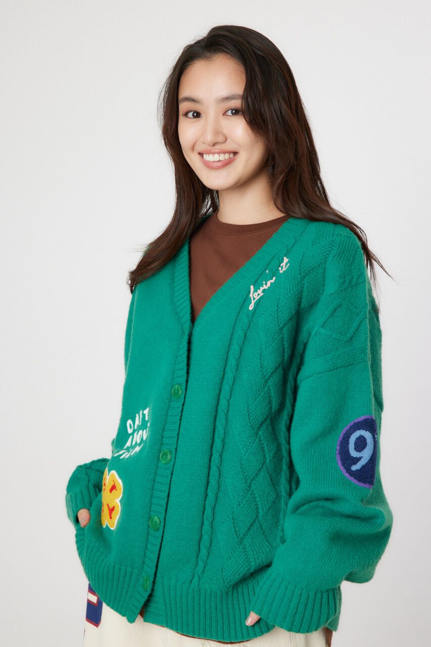 RODEO CROWNS「EMB MOTIFSケーブルカーディガン」|カーディガン|