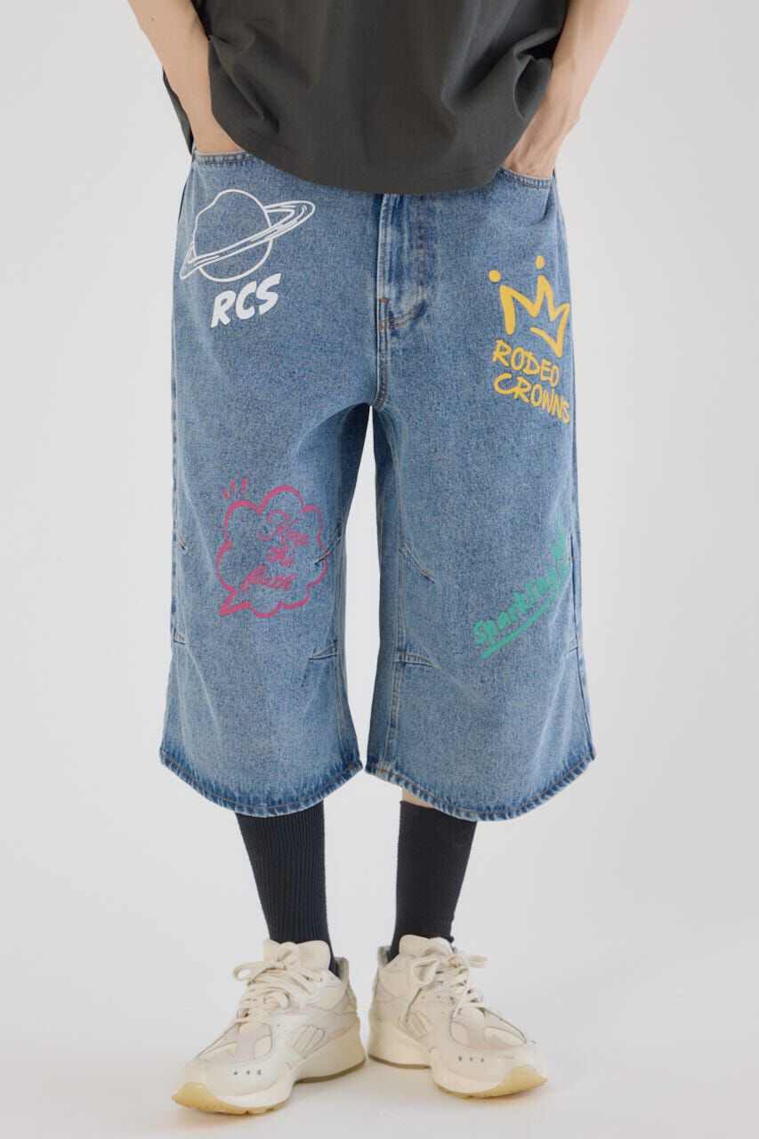 RODEO CROWNS「ラクガキバミューダデニムパンツ」|デニム|