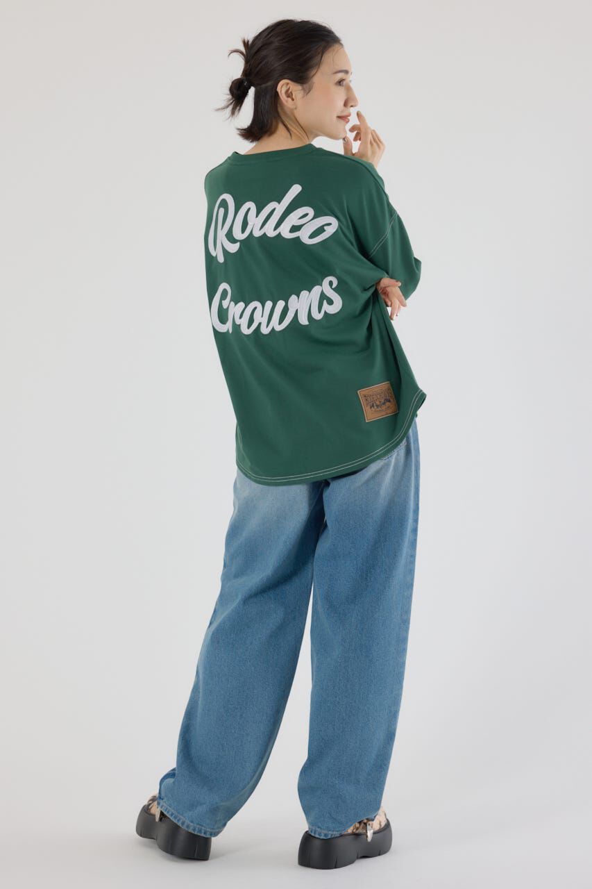 RODEO CROWNS「カラーステッチVネック5分袖Tシャツ」|Tシャツ・カットソー|