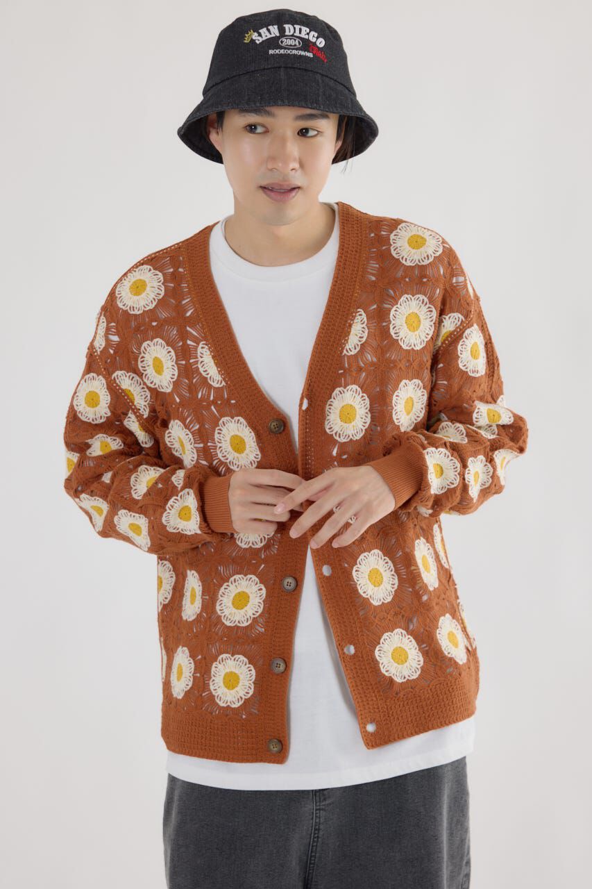 RODEO CROWNS「クロシェフラワーニットカーディガン」|カーディガン|