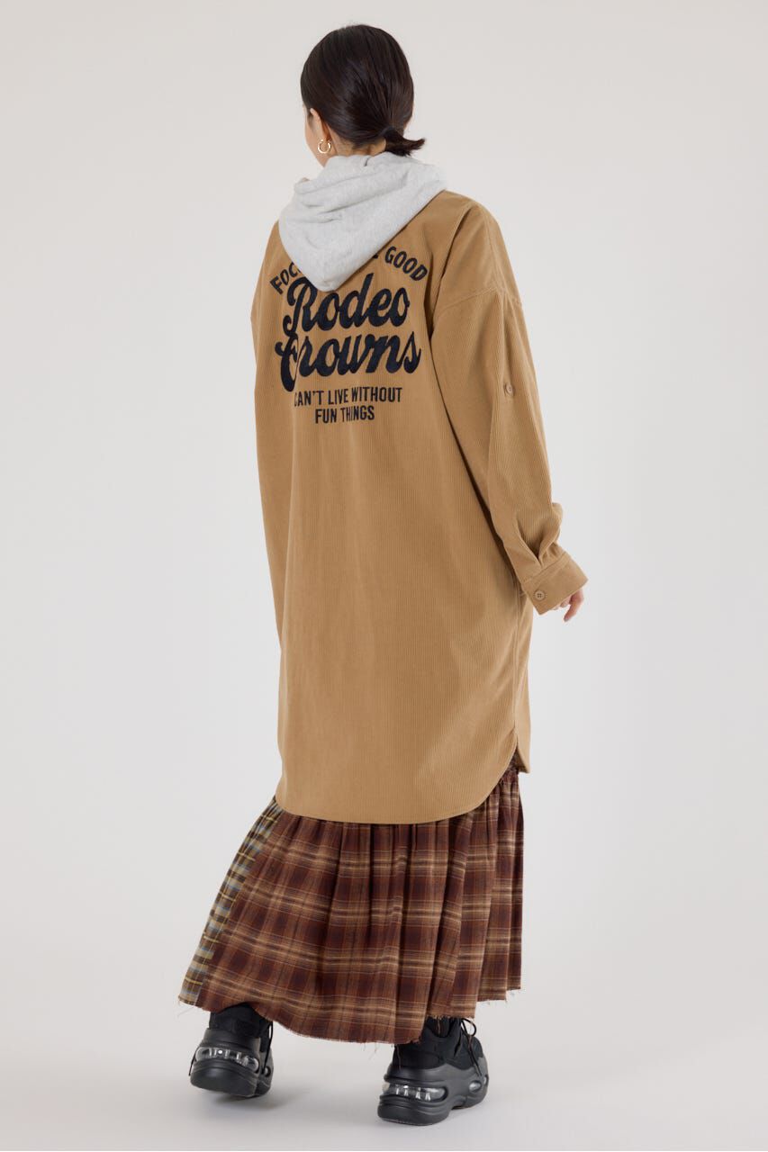 RODEO CROWNS「フード付きコーデュロイシャツワンピース」|ワンピース|