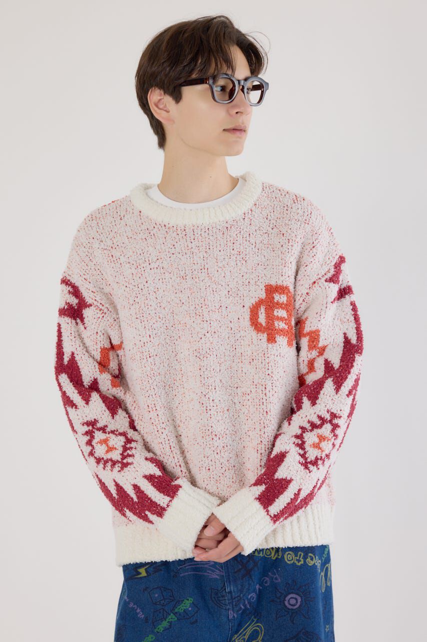 RODEO CROWNS「オルテガジャカードニット」|ニット・セーター|O/WHT1