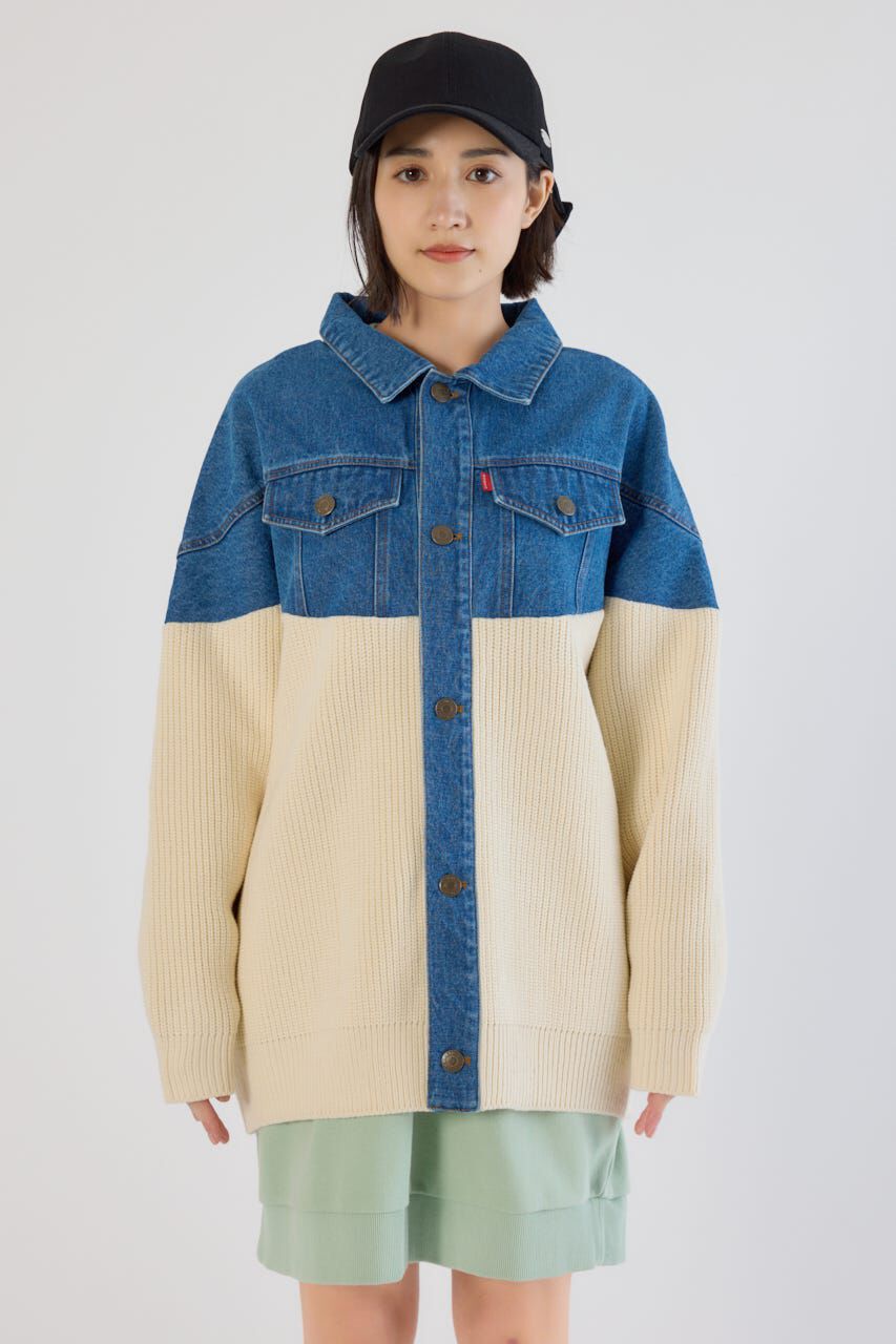 RODEO CROWNS「ニットドッキングルーズデニムジャケット」|デニムジャケット|