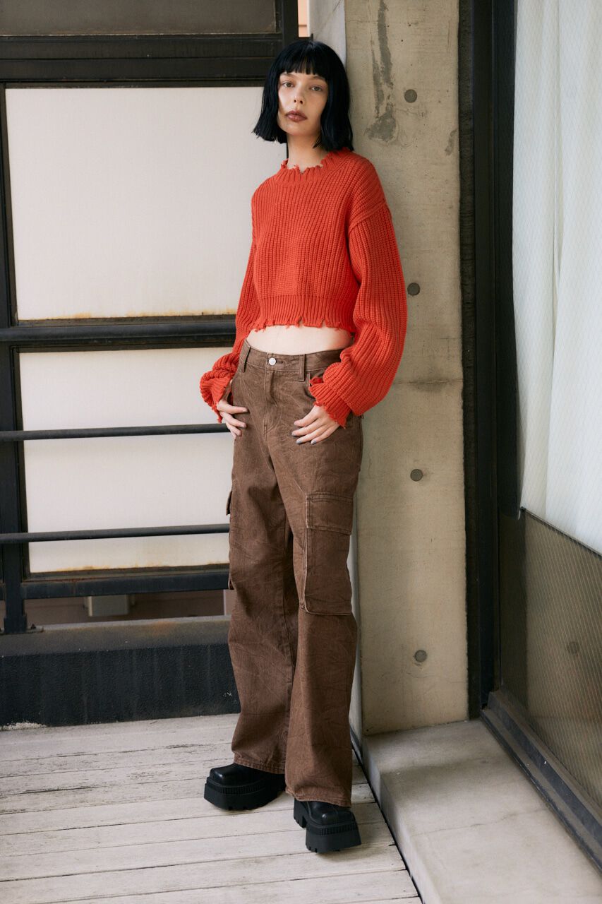 SLY「DAMAGE CROPPED KNIT トップス」|ニット・セーター|