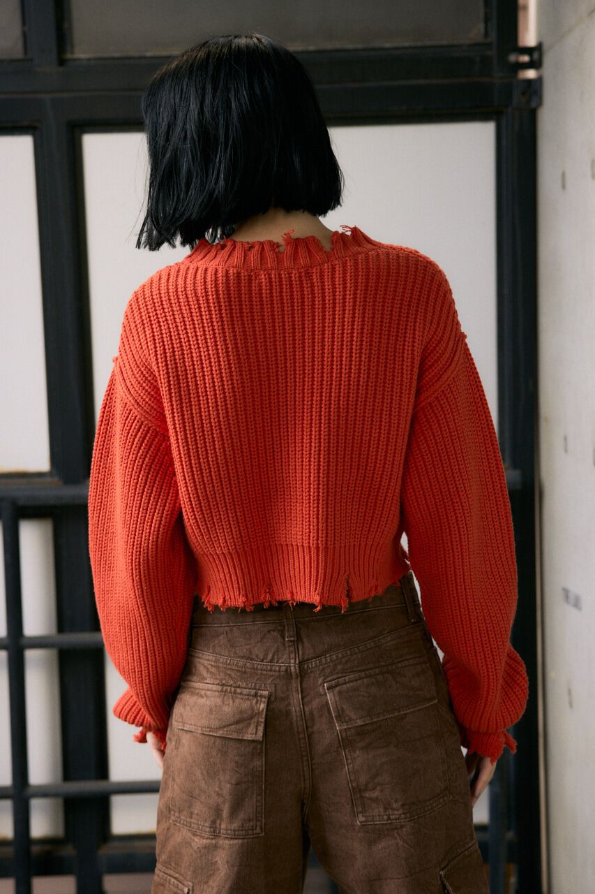 SLY「DAMAGE CROPPED KNIT トップス」|ニット・セーター|
