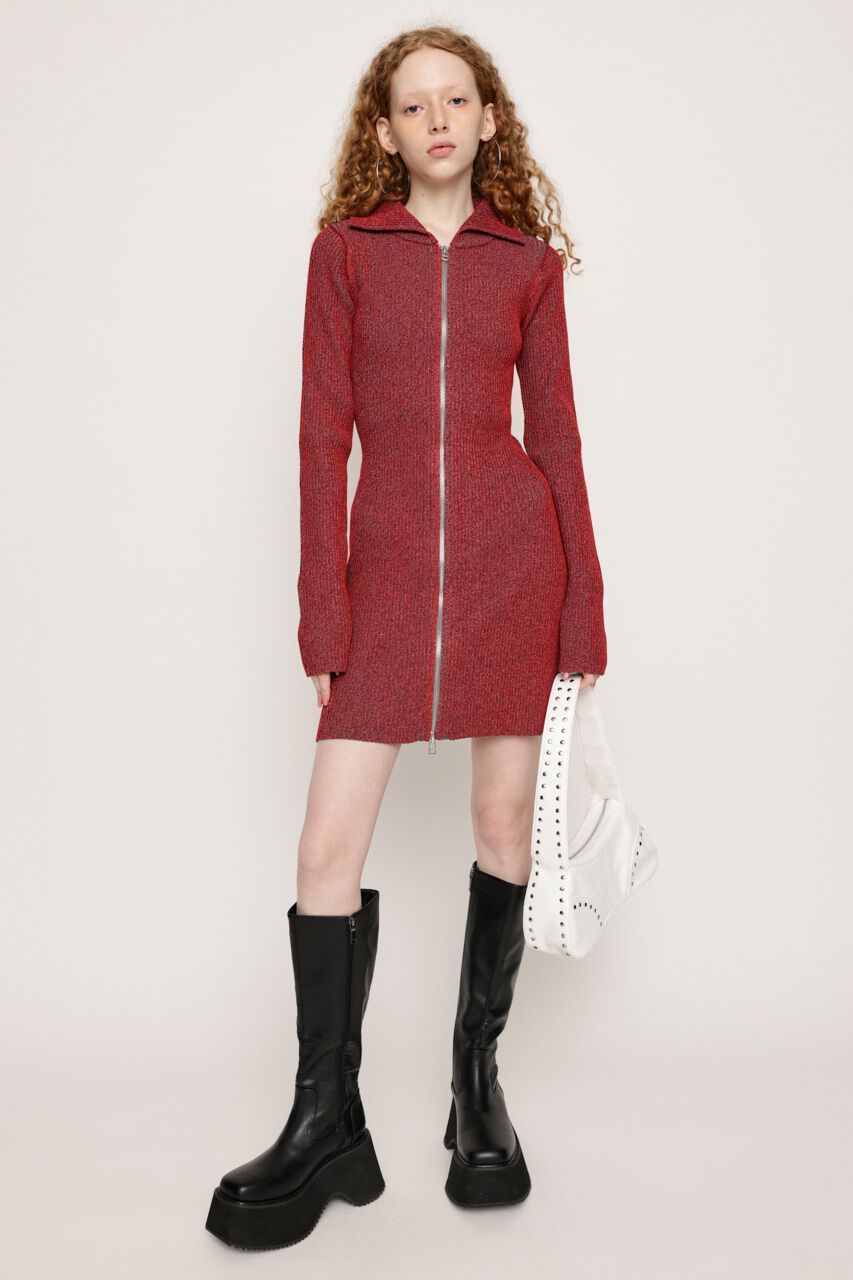 SLY「FRONT ZIP BI COLOR ショートワンピース」|ワンピース|