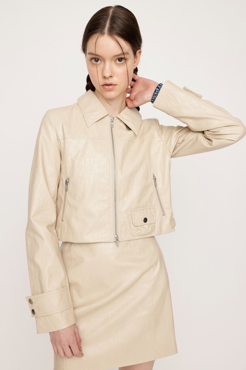 SLY「CROP F／LEATHER ZIP ジャケット」|その他|