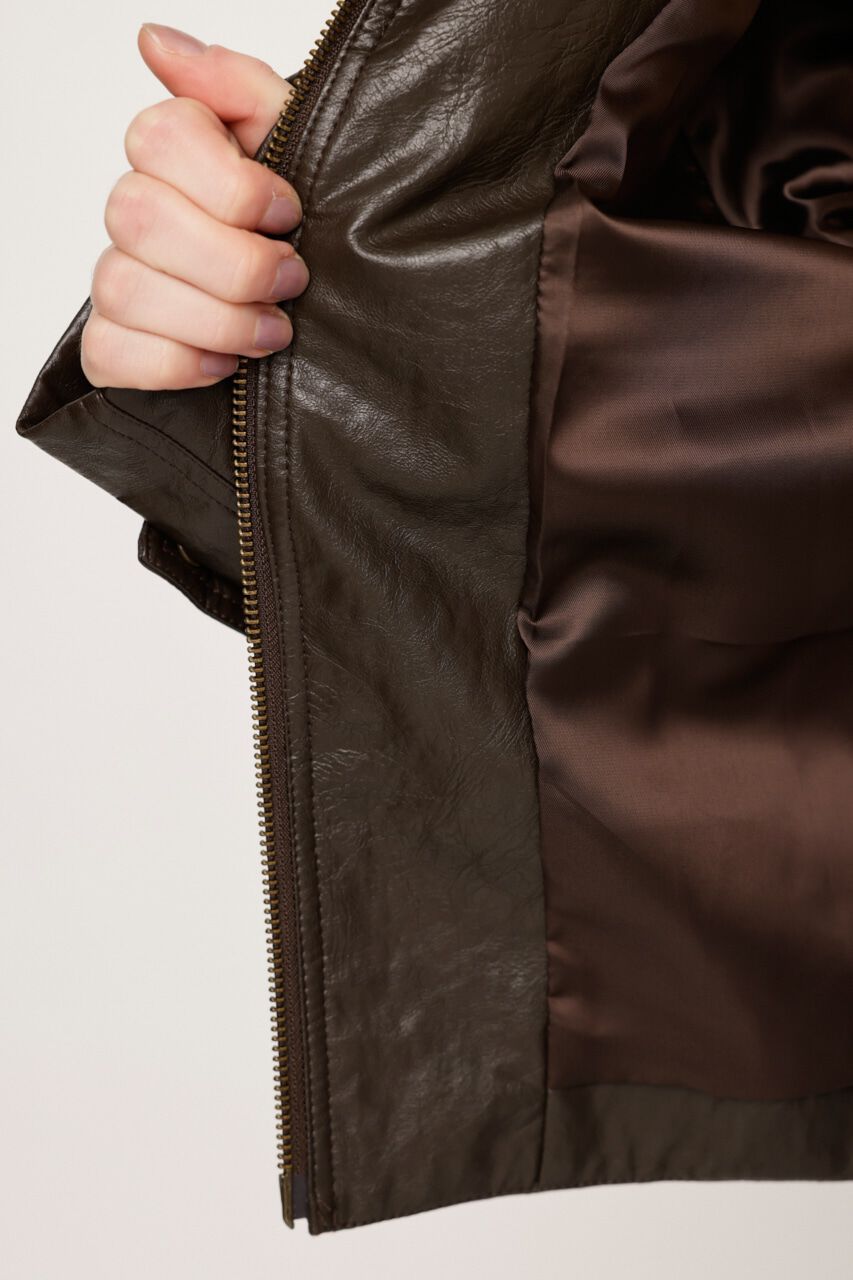 SLY「CROP F／LEATHER ZIP ジャケット」|その他|