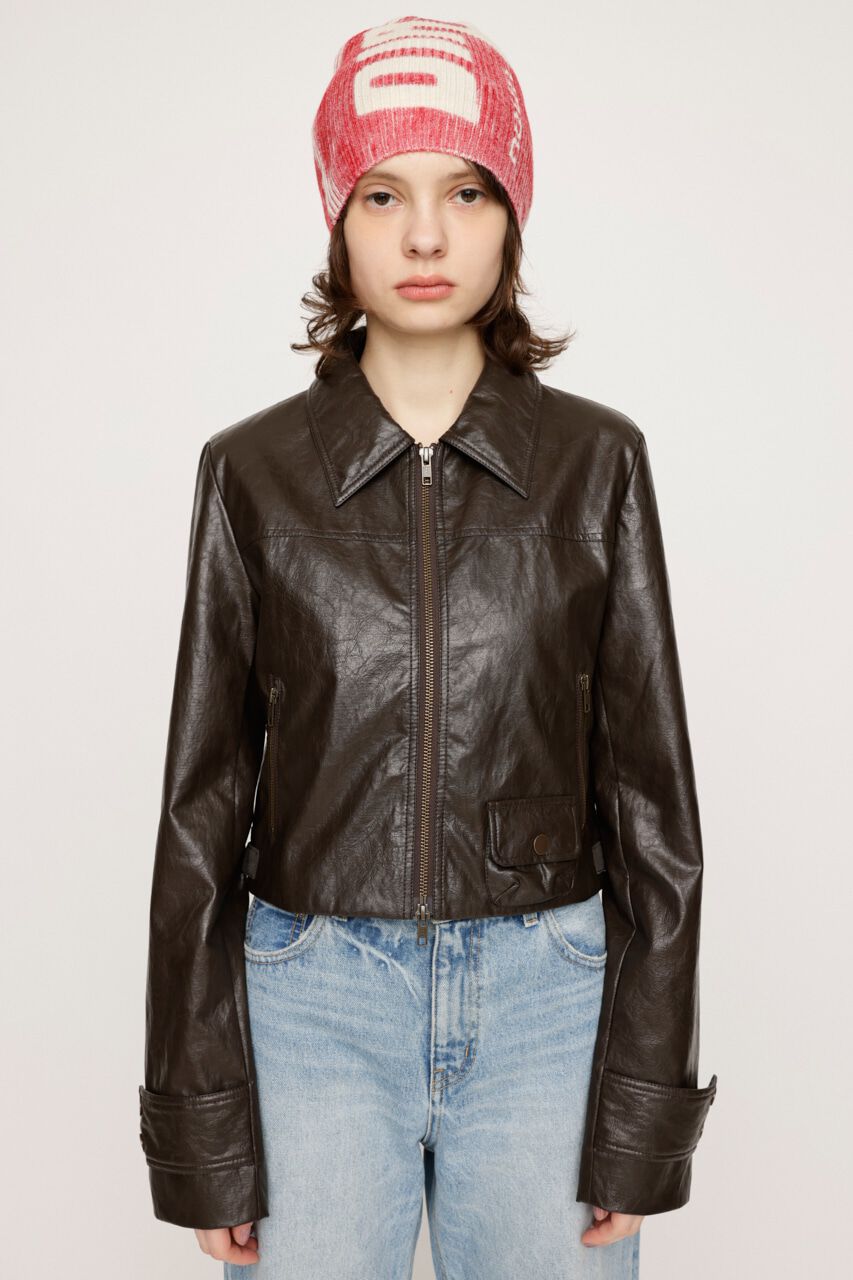 SLY「CROP F／LEATHER ZIP ジャケット」|その他|