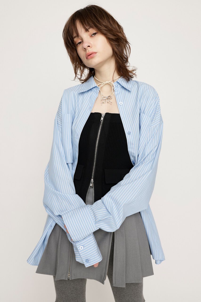 SLY「NAME PATCH STANDARD シャツ」|シャツ・ブラウス|L/BLU1
