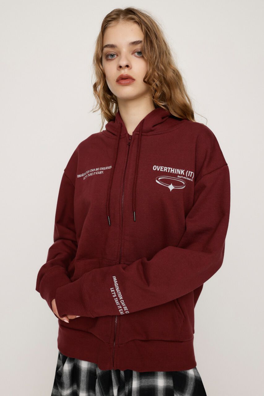 SLY「FRONT ZIP PRINT HOODIE」|パーカー|