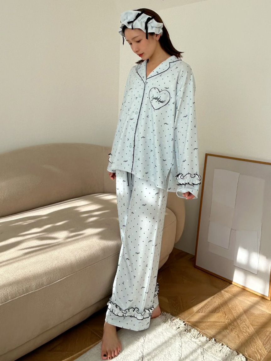 SNIDEL HOME「ハートドット柄開襟シャツ」|ルームウェア|