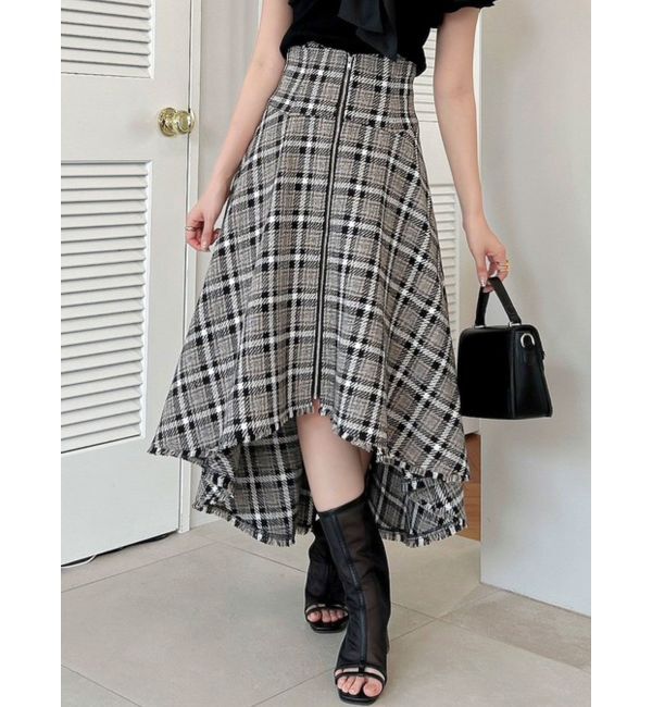 dazzlin「ZIPフリンジコルセットフレアスカート」|スカート|ブルー