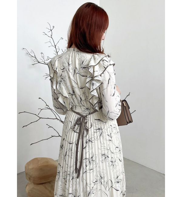 dazzlin「【WEB限定カラーあり】ダブルフリルフラワープリーツワンピース」|ワンピース|