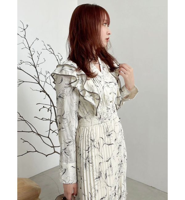 dazzlin「【WEB限定カラーあり】ダブルフリルフラワープリーツワンピース」|ワンピース|