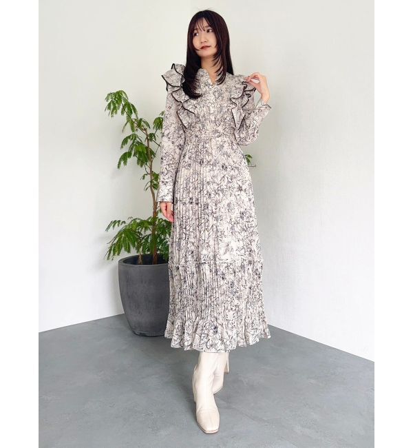 dazzlin「【WEB限定カラーあり】ダブルフリルフラワープリーツワンピース」|ワンピース|