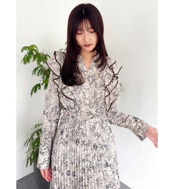 dazzlin「【WEB限定カラーあり】ダブルフリルフラワープリーツワンピース」|ワンピース|