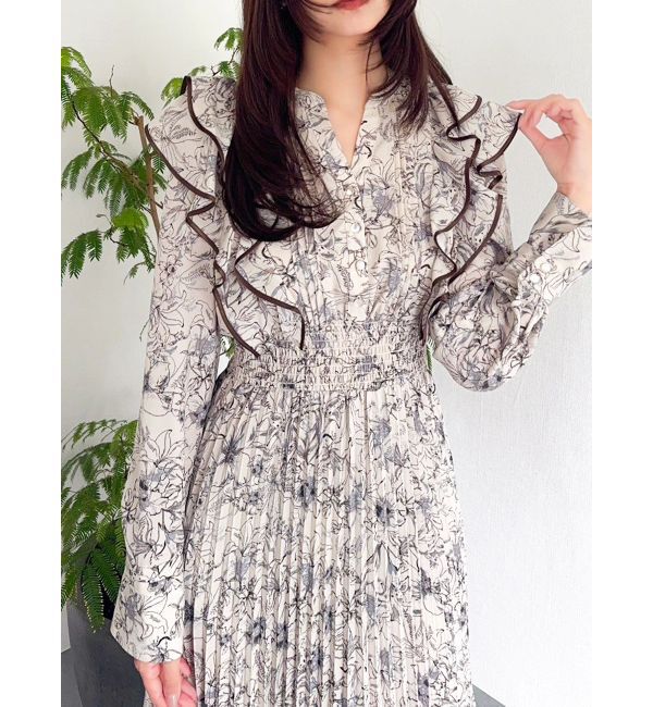 dazzlin「【WEB限定カラーあり】ダブルフリルフラワープリーツワンピース」|ワンピース|