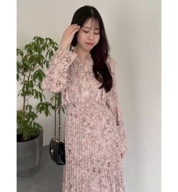 dazzlin「【WEB限定カラーあり】ダブルフリルフラワープリーツワンピース」|ワンピース|