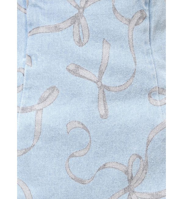 MERCURYDUO「リボンプリントデニムラップスカパン」|スカート|