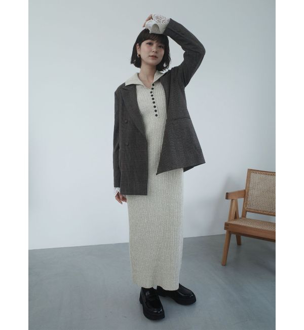 LAGUNAMOON「【WEB限定カラーあり】レーススリーブネップリブニットワンピース」|ワンピース|