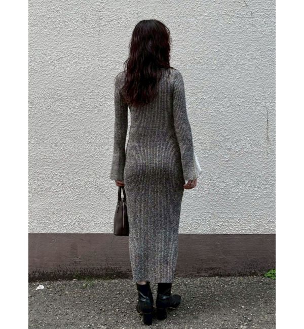 LAGUNAMOON「【WEB限定カラーあり】レーススリーブネップリブニットワンピース」|ワンピース|