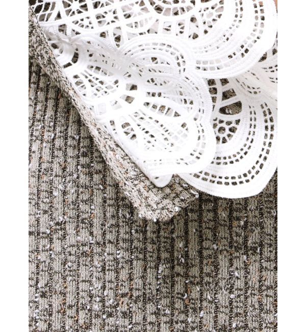 LAGUNAMOON「【WEB限定カラーあり】レーススリーブネップリブニットワンピース」|ワンピース|