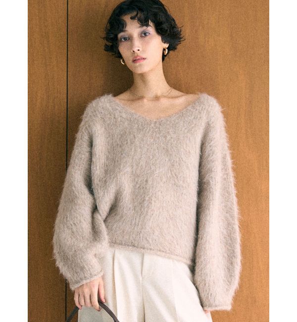 LAGUNAMOON「アルパカシャギーVネックニットプルオーバー」|ニット・セーター|
