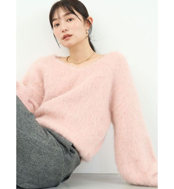 LAGUNAMOON「アルパカシャギーVネックニットプルオーバー」|ニット・セーター|