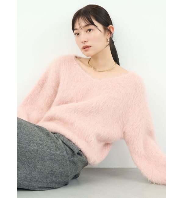 LAGUNAMOON「アルパカシャギーVネックニットプルオーバー」|ニット・セーター|