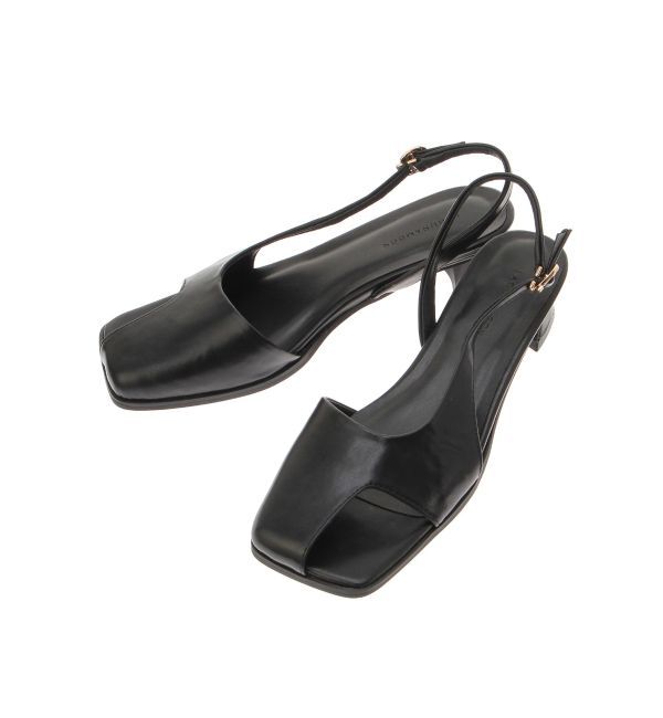 LAGUNAMOON「アシメオープントゥサンダル」|サンダル|ブラック