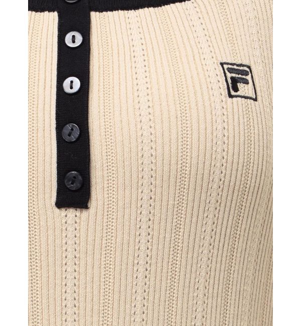 LAGUNAMOON「【FILA別注】ドライタッチバイカラーフリルデザインノースリーブニットワンピース」|ワンピース|