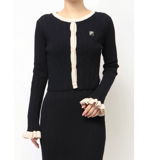 LAGUNAMOON「【FILA別注】ドライタッチバイカラーフリルデザインニットカーディガン」|カーディガン|