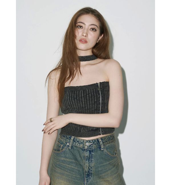 EVRIS「Eモチーフピグメントチョーカーベアニットトップス」|ニット・セーター|