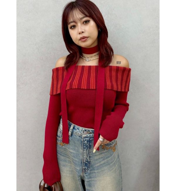 EVRIS「チョーカーSETオフショルニットトップス」|ニット・セーター|